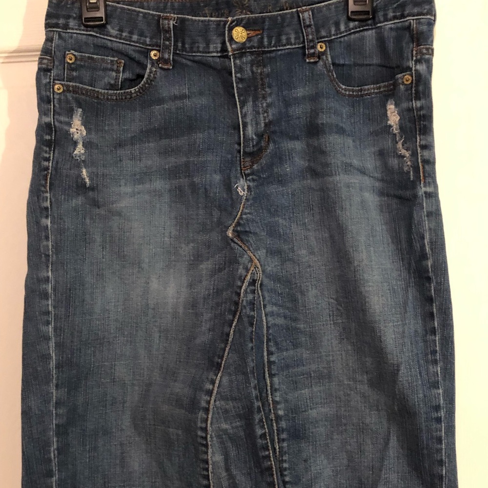Vera Wang Deconstructed Jean Skirt